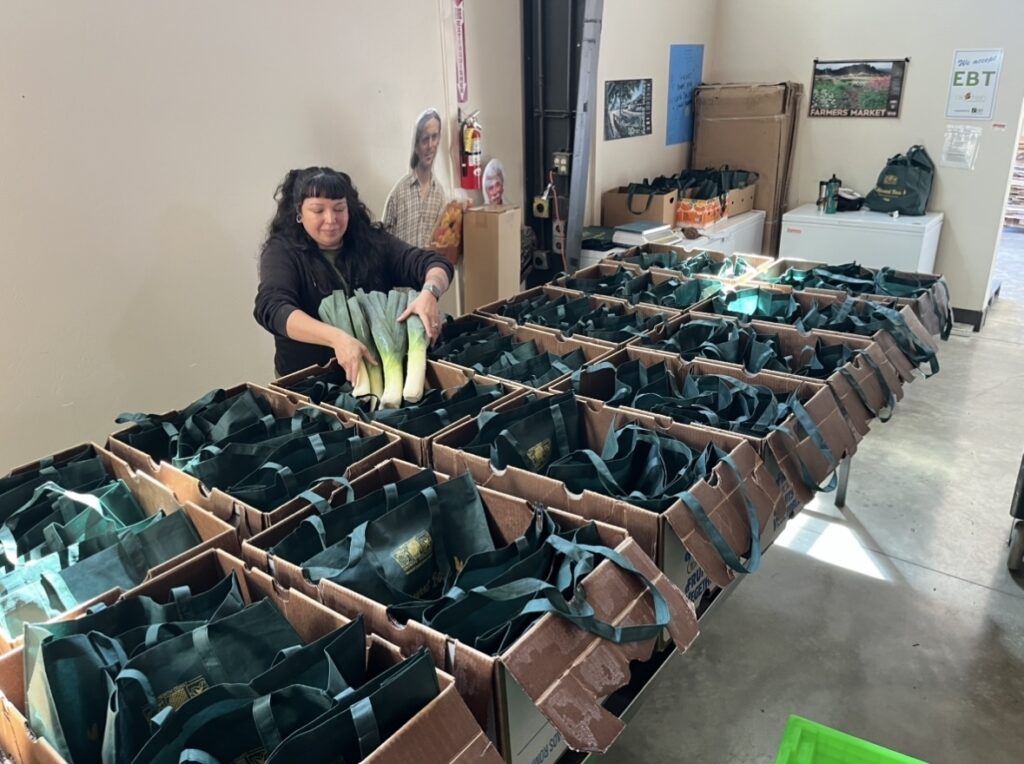 packing csa bags at a food hub