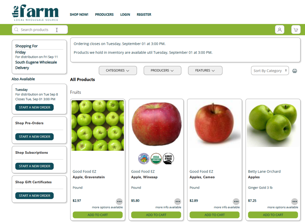 Customizable storefronts showing a wholesale home page